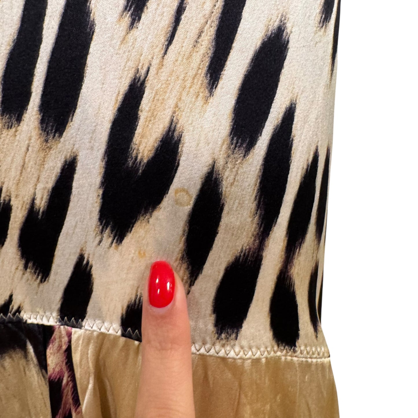 Just Cavalli Roberto Cavalli Ivory & Multicolor Leopard Silk Maxi Skirt