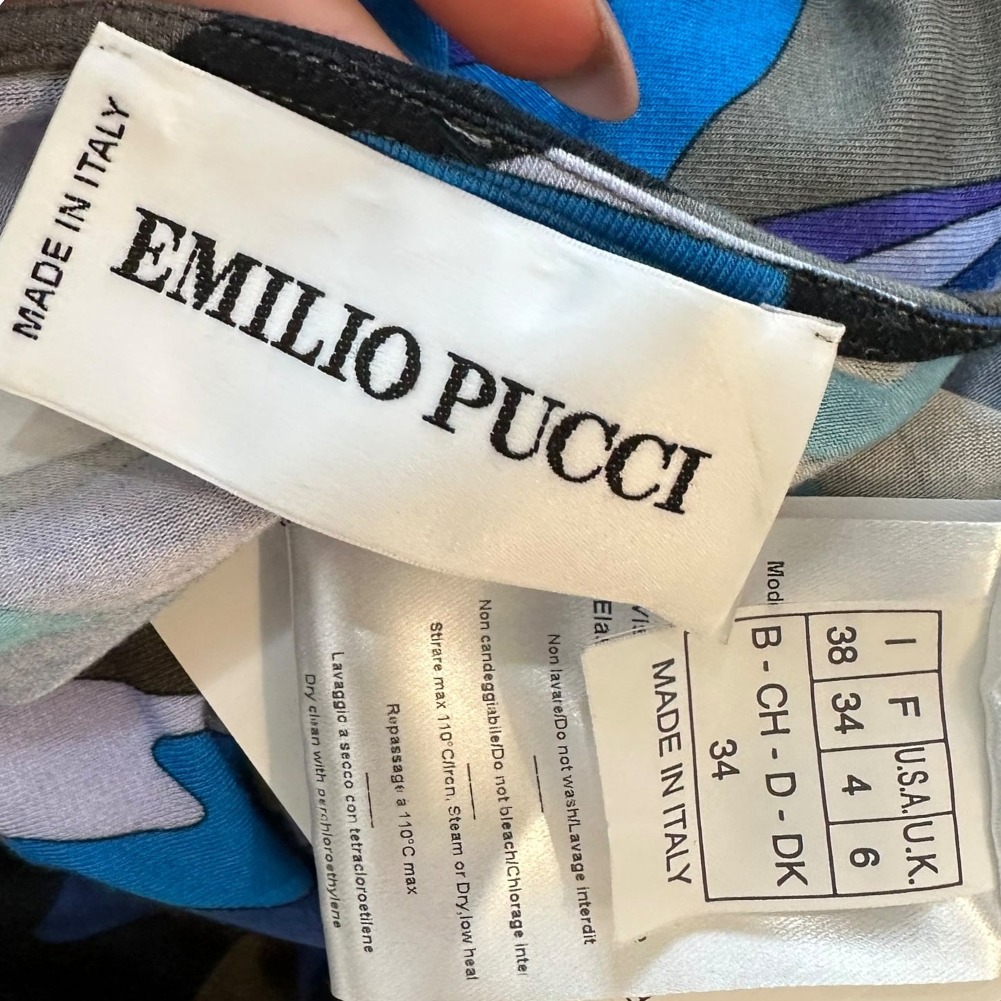 Emilio Pucci Blue Printed Asymmetrical Mini Dress