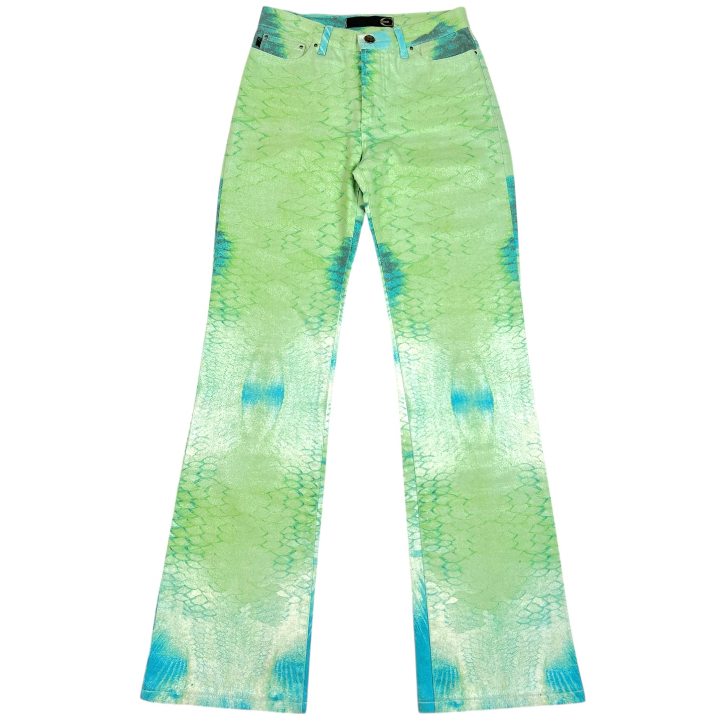 Just Cavalli Roberto Cavalli Blue & Green Scale Print Jeans