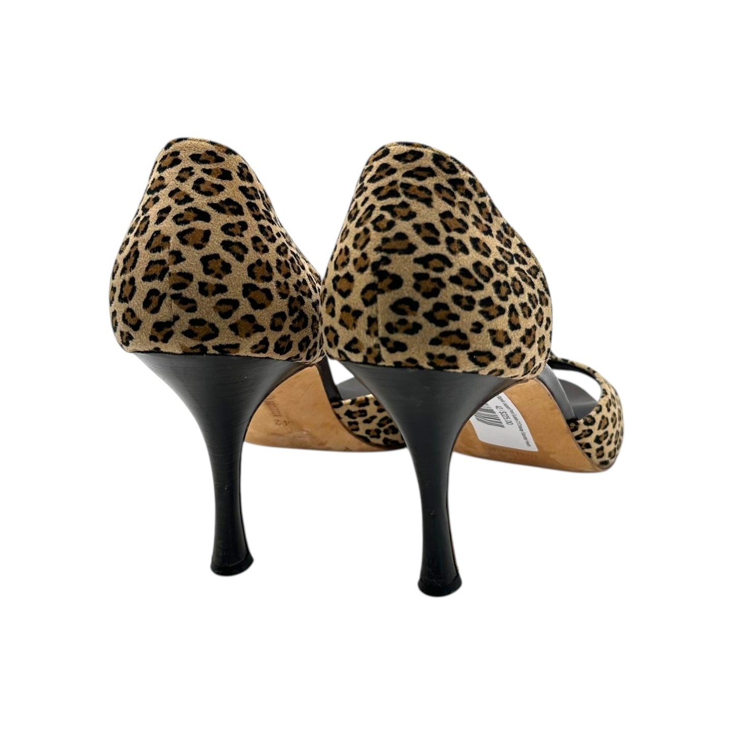 Manolo Blahnik Leopard Print Suede D'Orasay Sandal Heels