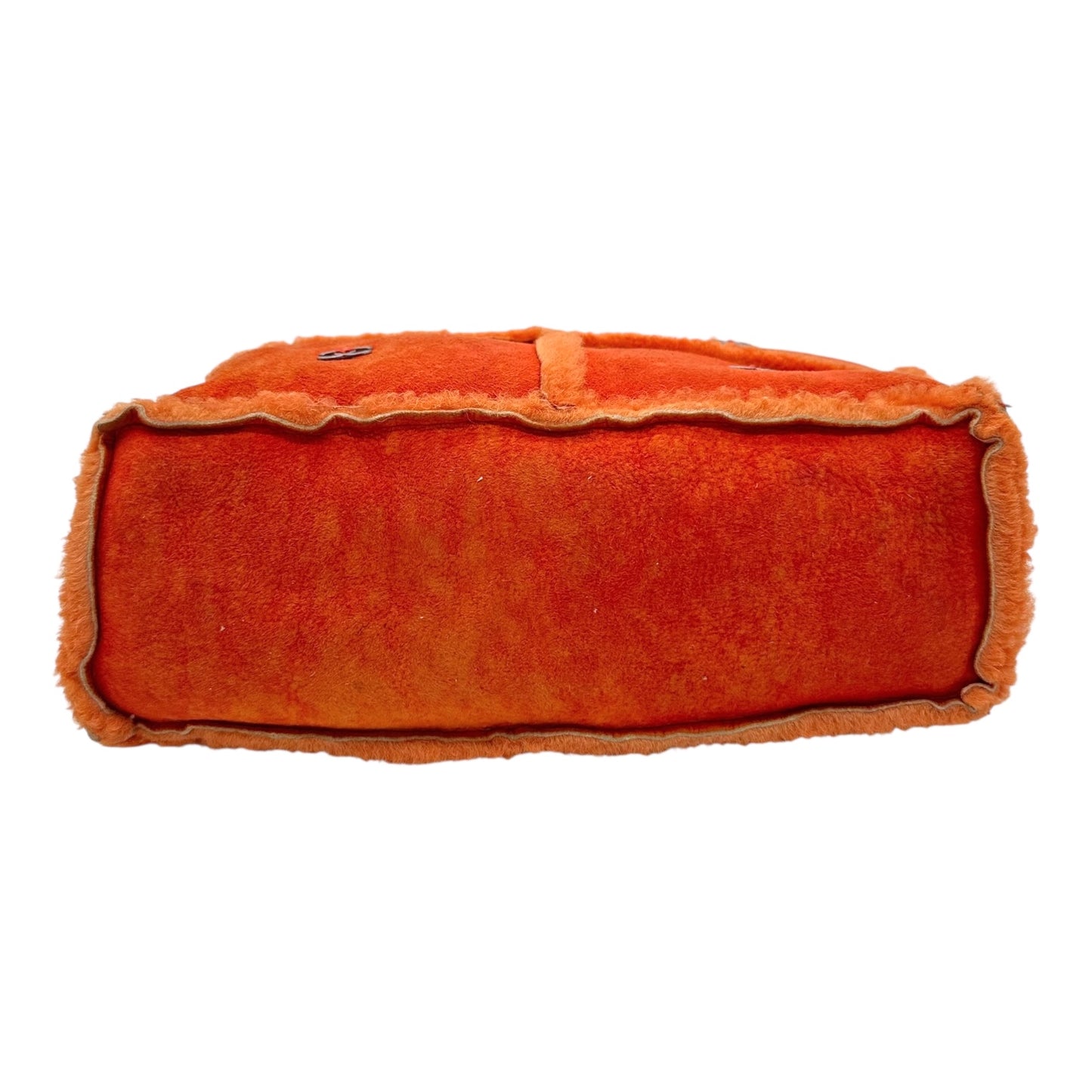 Chanel Orange Shearling Logo Shoulder Bag