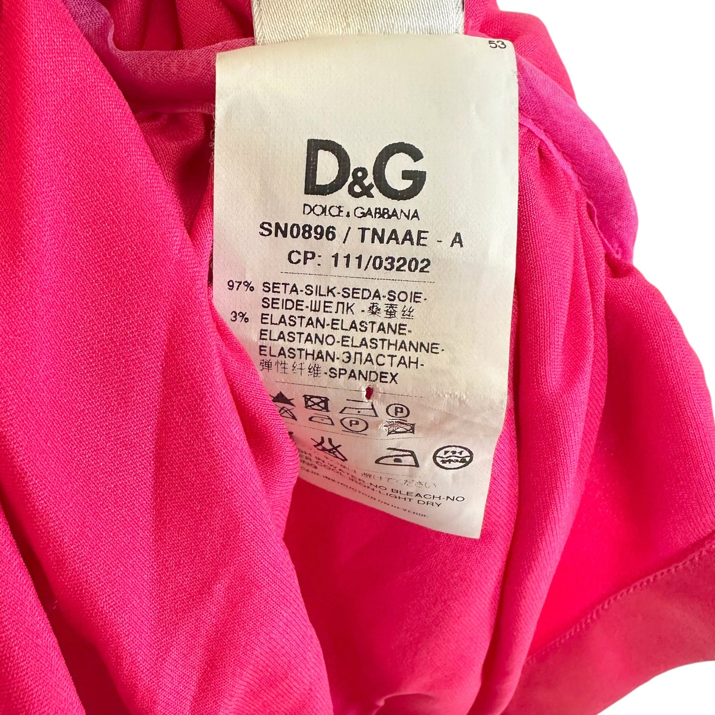D&G Bustier Top Hot Pink Strapless Fitted Early 2000s