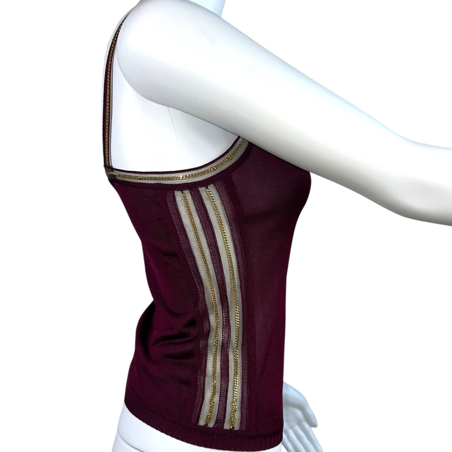 Christian Dior Burgundy Knit & Gold Chain Cami