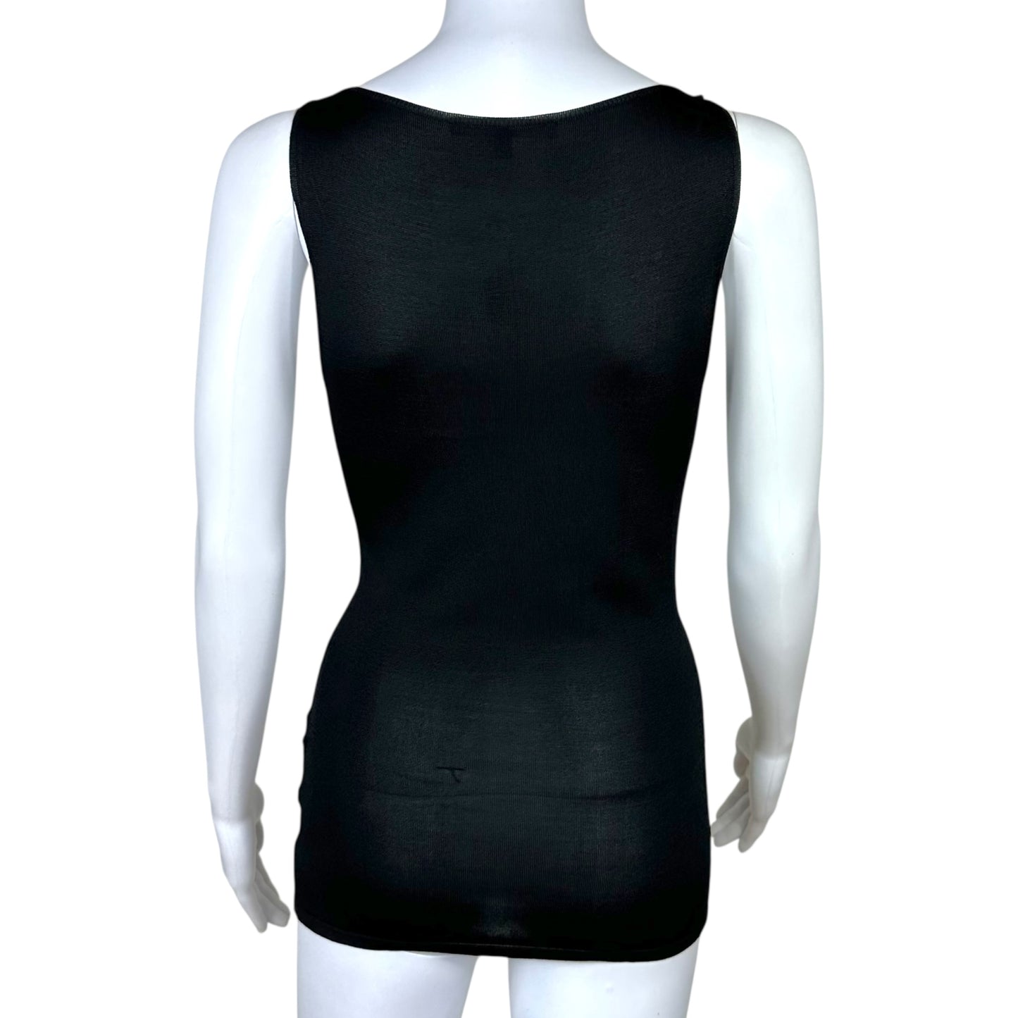 Gucci 2006 Black Knit Tank w/ Crystal Bamboo Charm