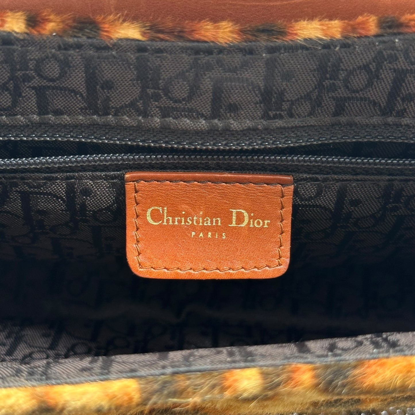 Christian Dior Leopard Print Ponyhair Columbus Bag