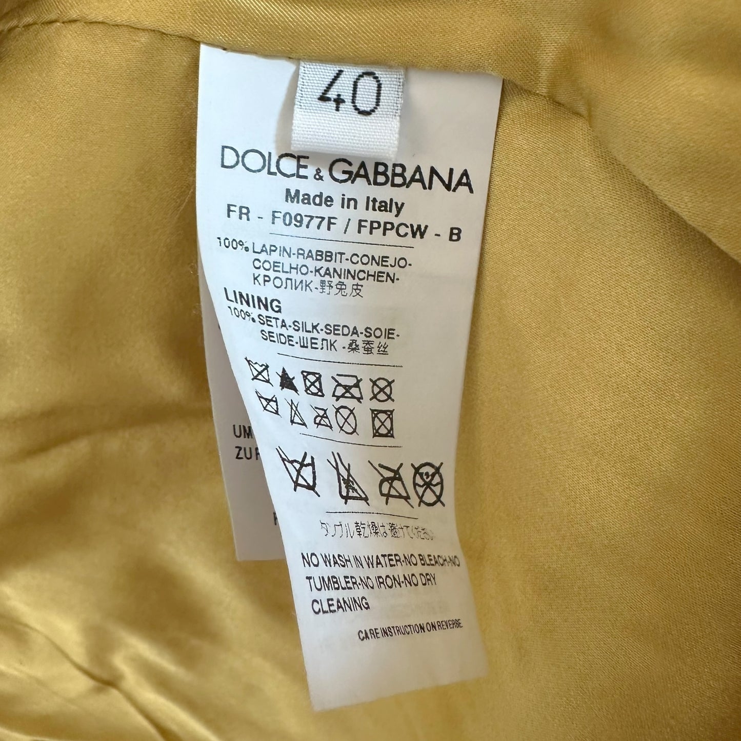Dolce & Gabbana Yellow-Beige Rabbit Fur Jacket - Outfit Repeater