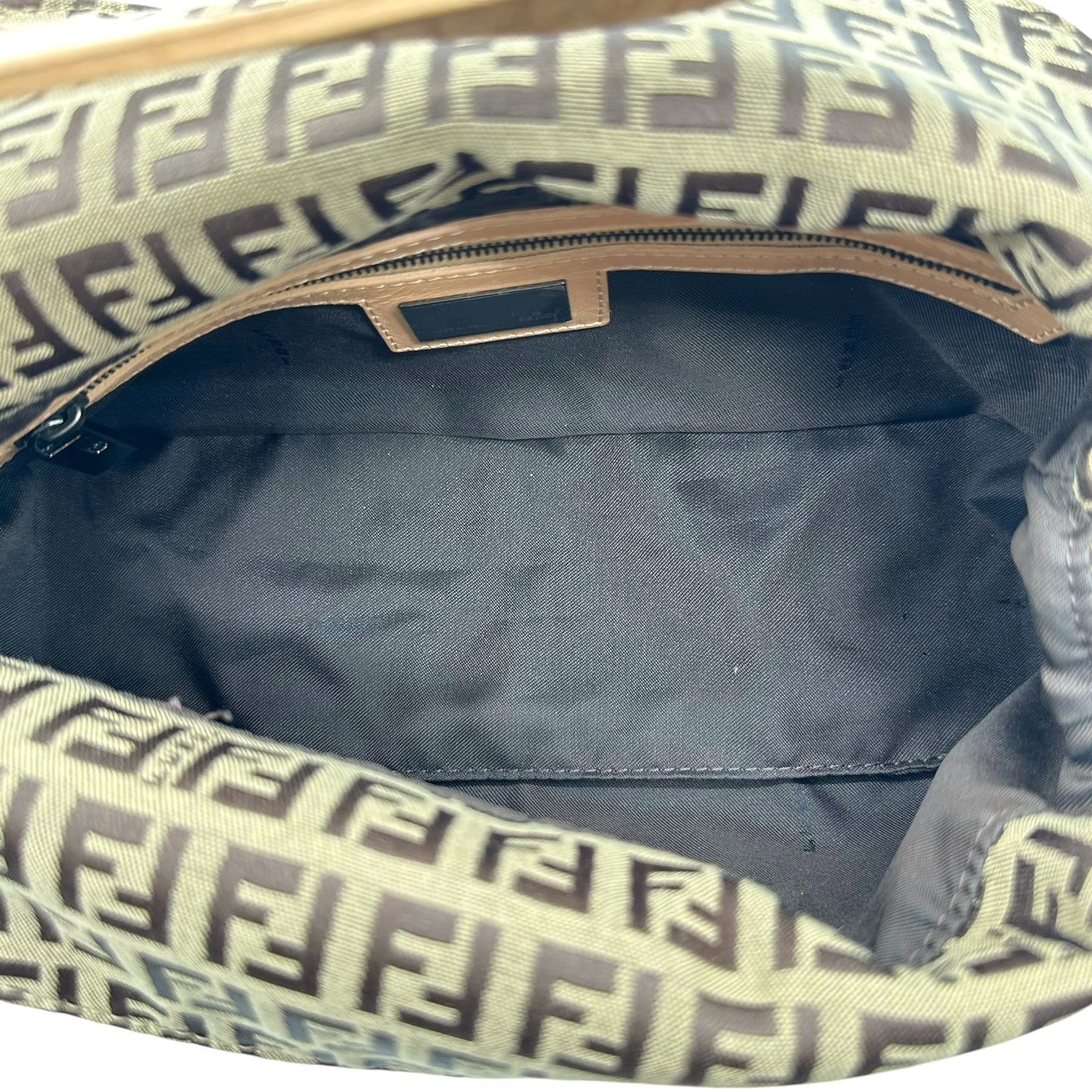 Fendi Tan Zucchio Fold-Over Baguette Bag