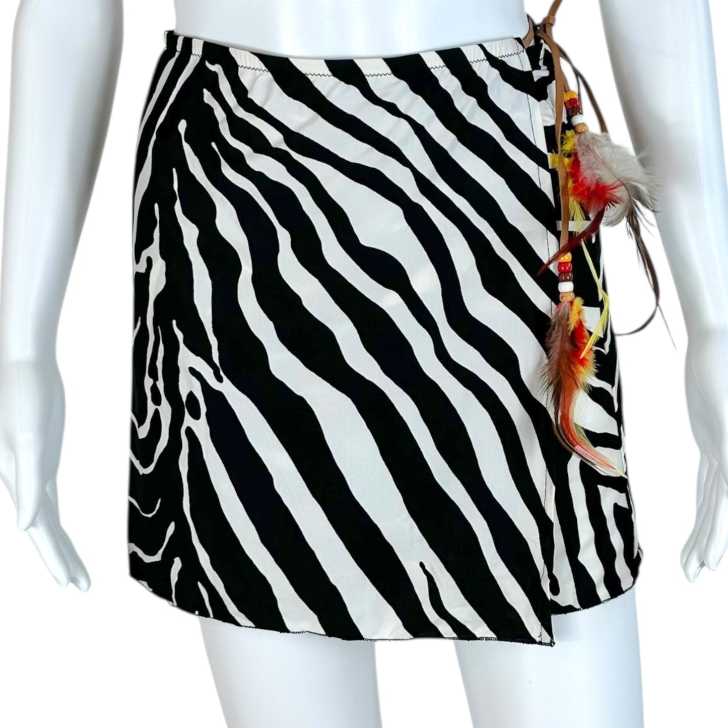 Dolce & Gabbana Beachwear Zebra Print Wrap Mini Skirt NEW