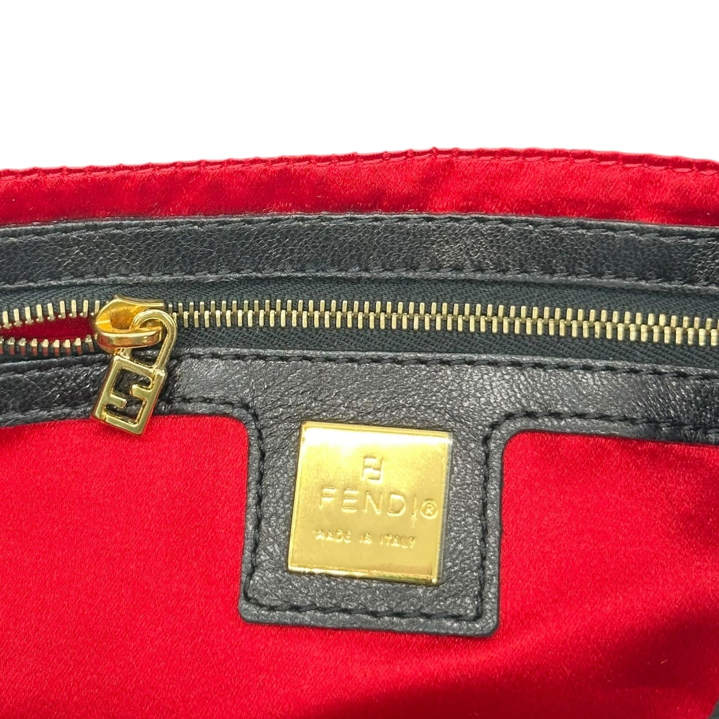 Fendi Black Suede & Gold Hardware Baguette Bag