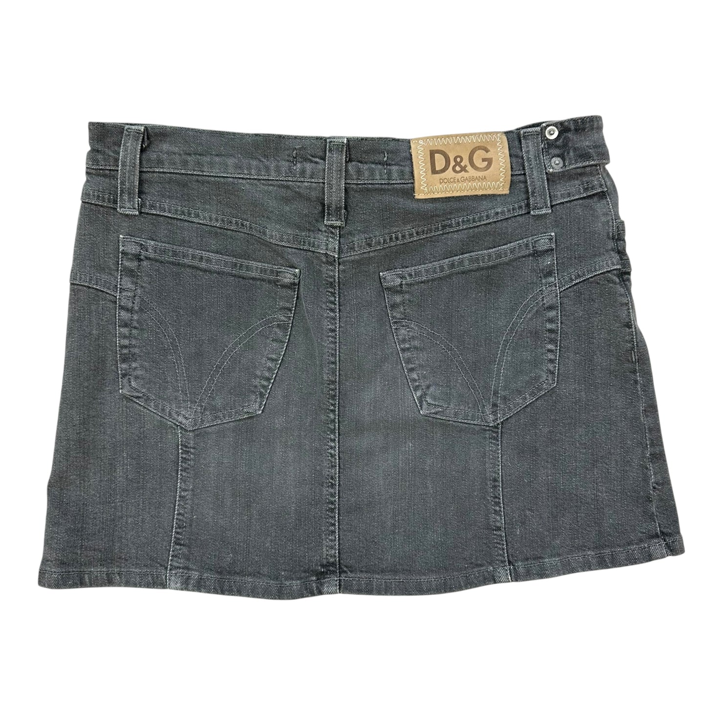 D&G Dolce & Gabbana Gray Denim Belted Mini Skirt