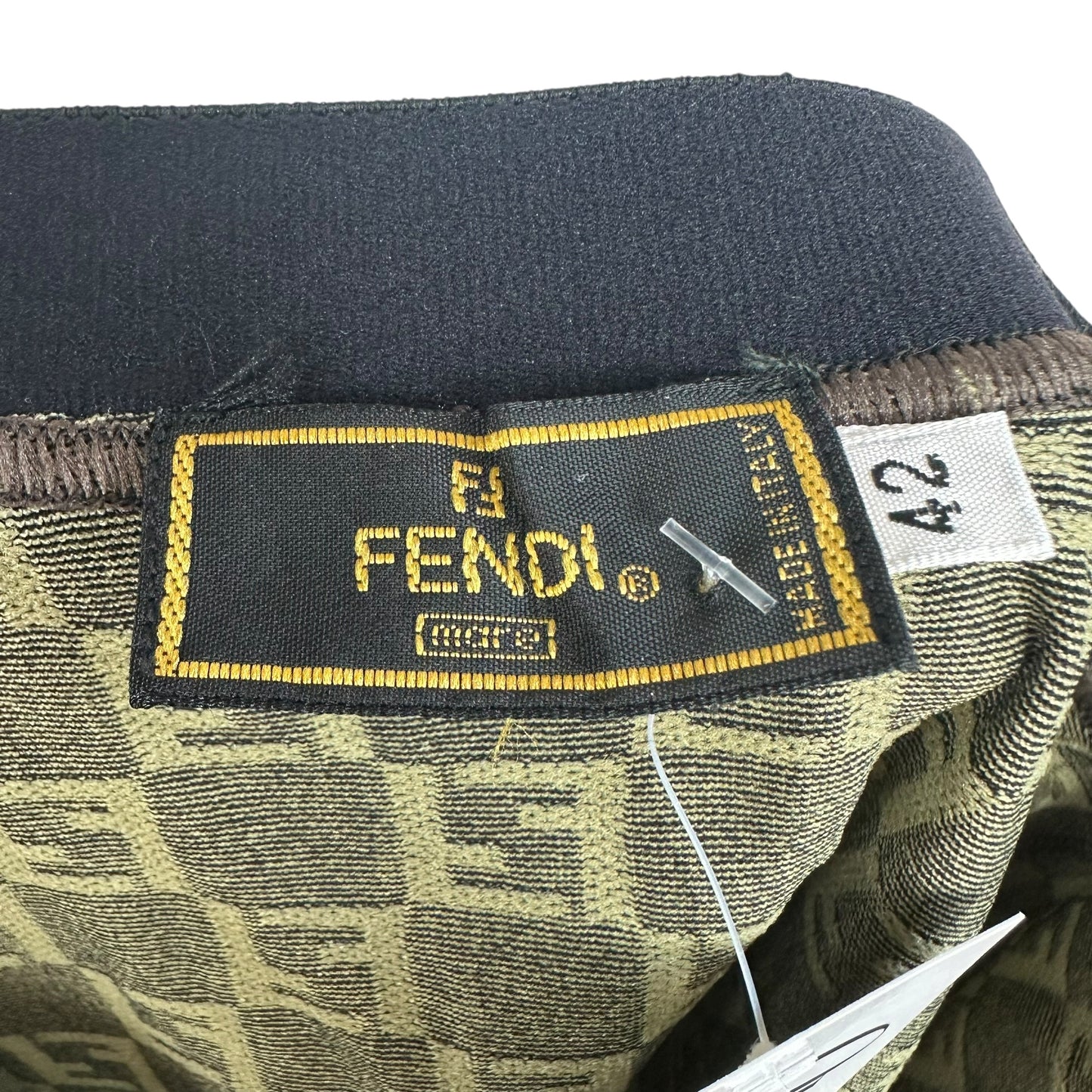 Fendi Khaki Green Zucchino Monogram Midi Skirt