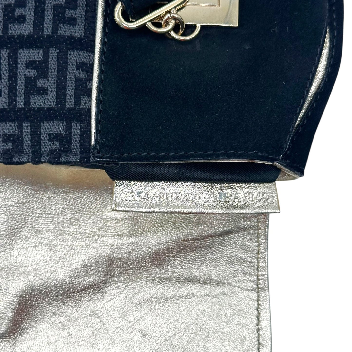 Fendi Black Velvet Zucchino Monogram East West Bag