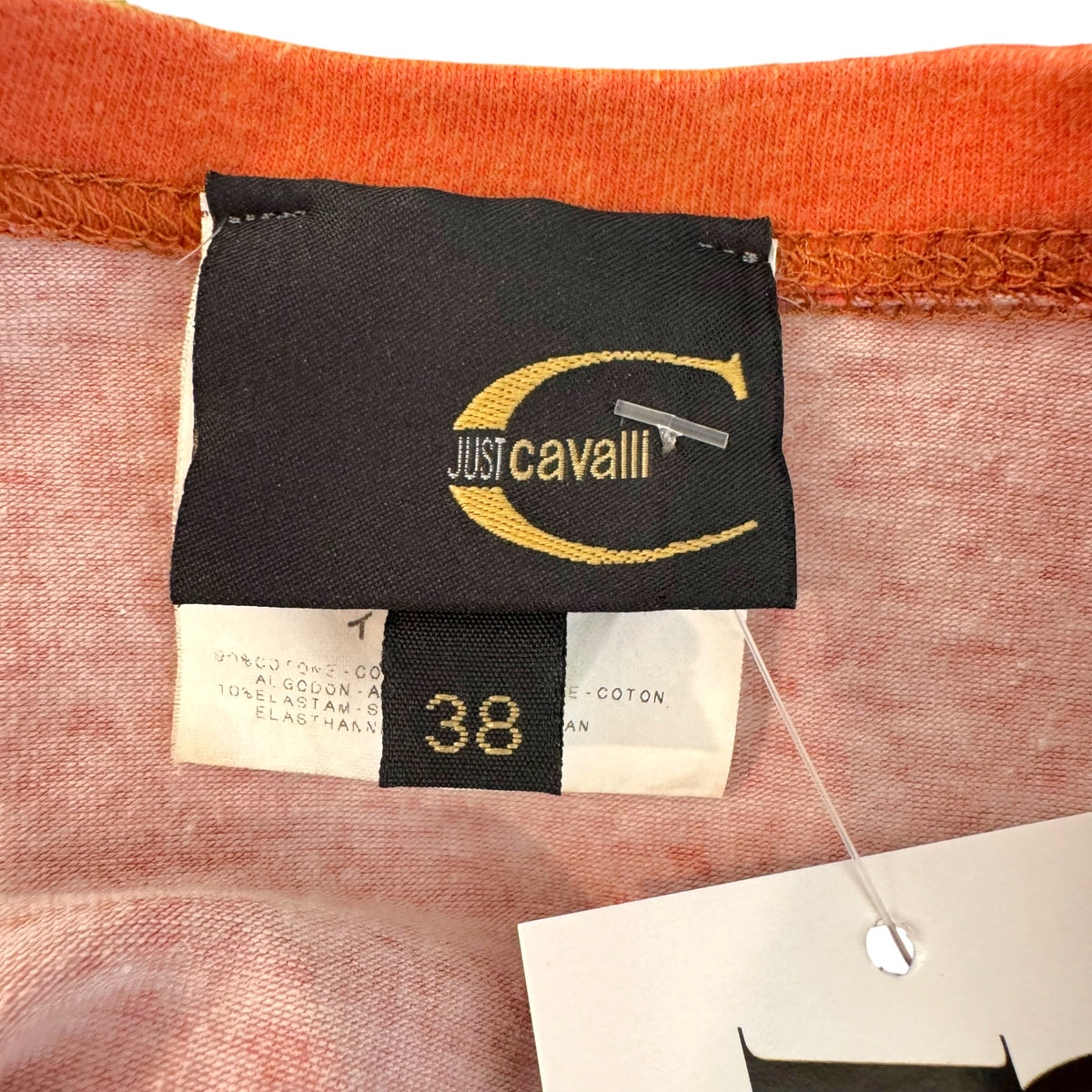 Roberto Cavalli Red Multicolor Denim V-Neck T-Shirt