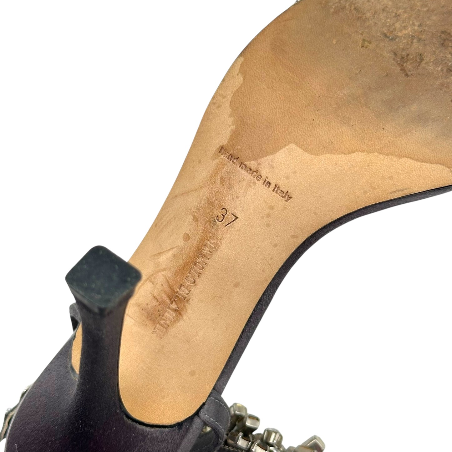 Manolo Blahnik Silver Crystal Embellished Heeled Sandals