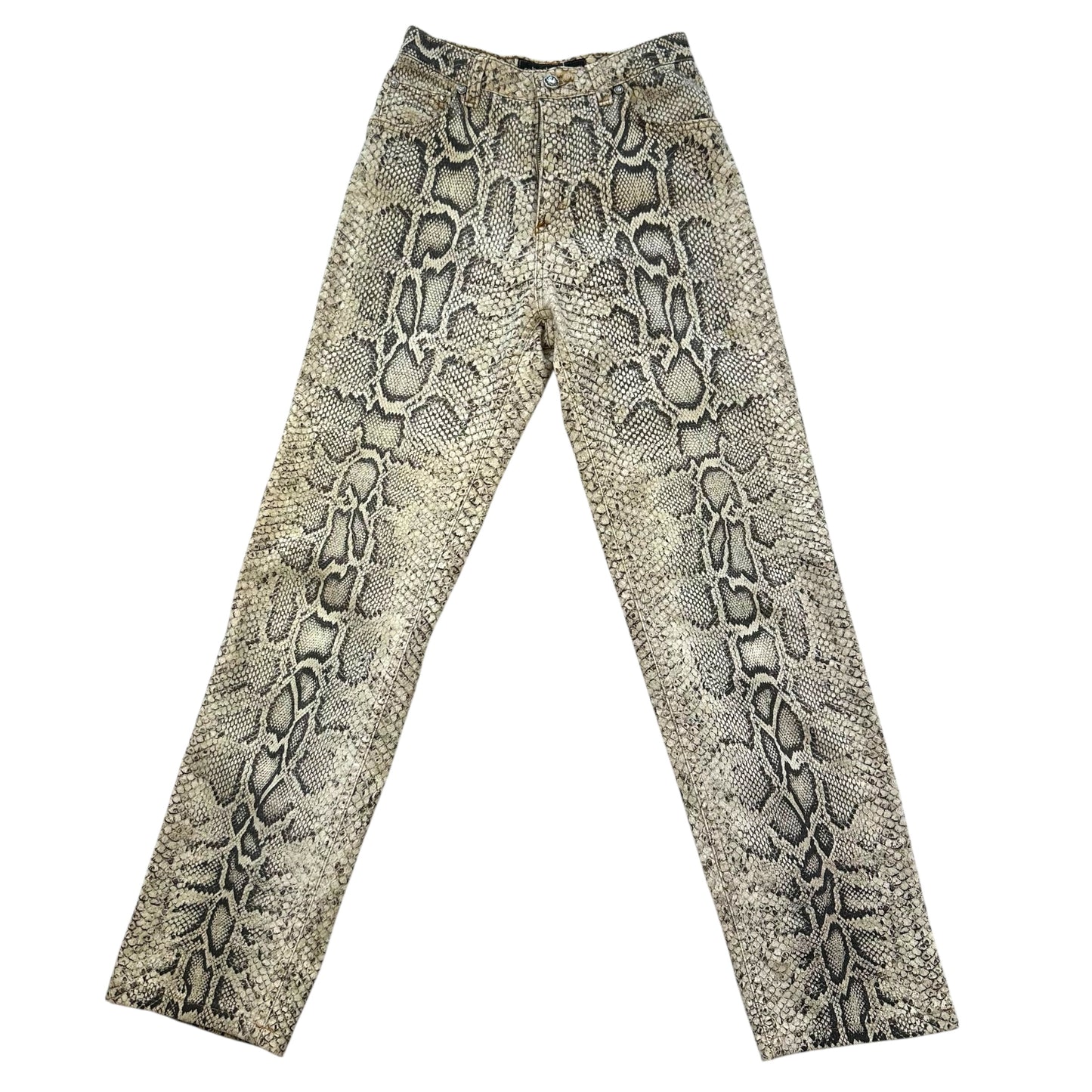Roberto Cavalli 90's Ivory Python Print Jeans
