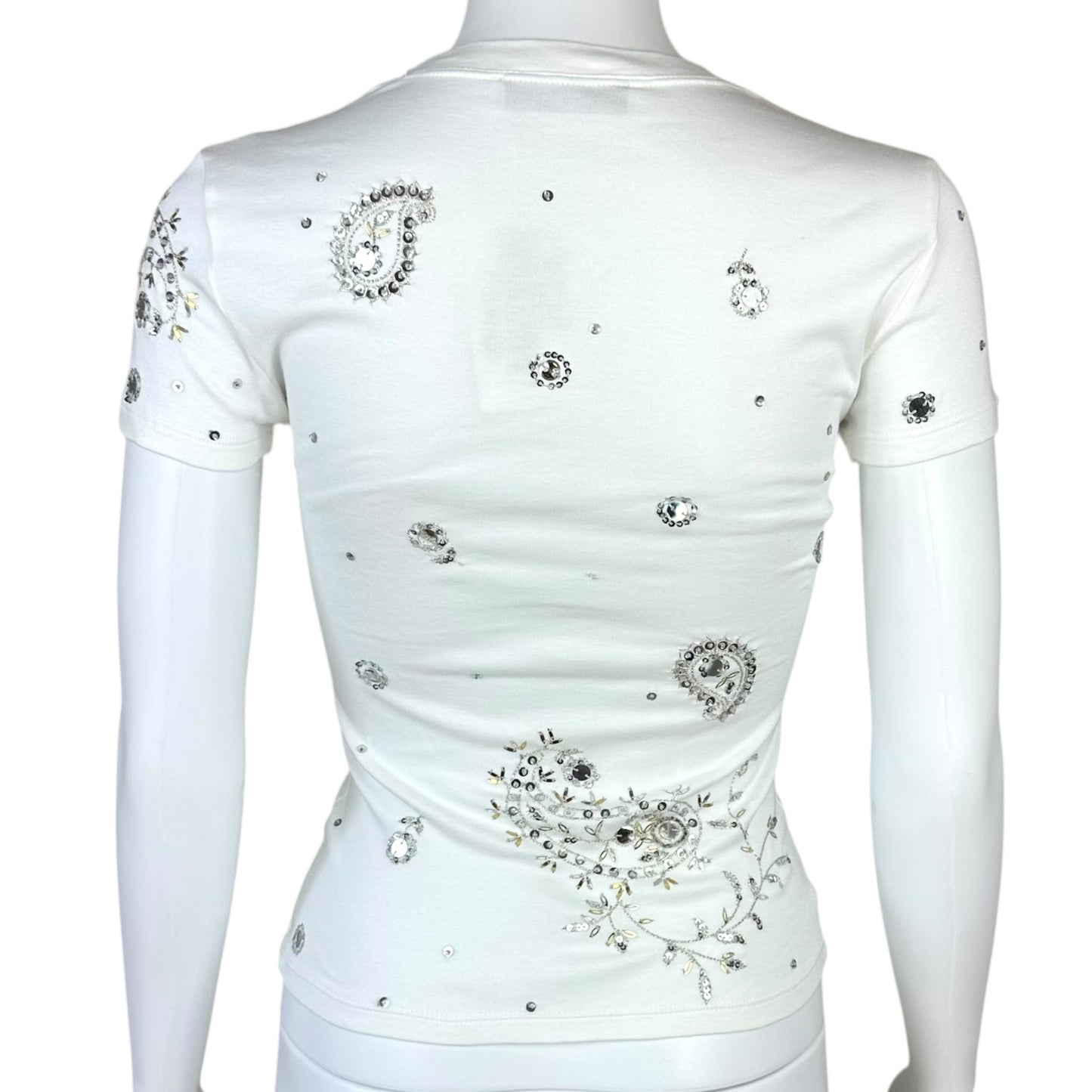 Christian Dior White Rhinestone T-Shirt