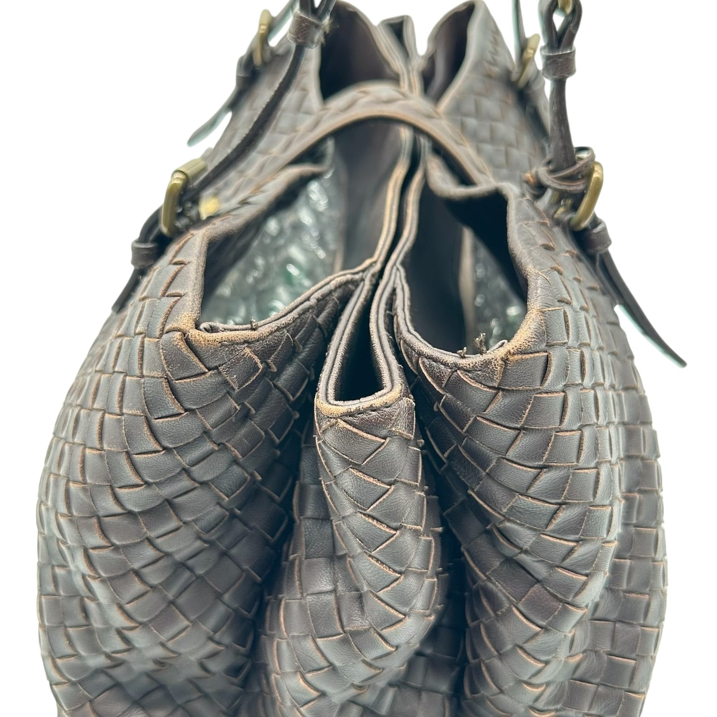 Bottega Veneta Brown & Gold Intrecciato Roma Tote Bag