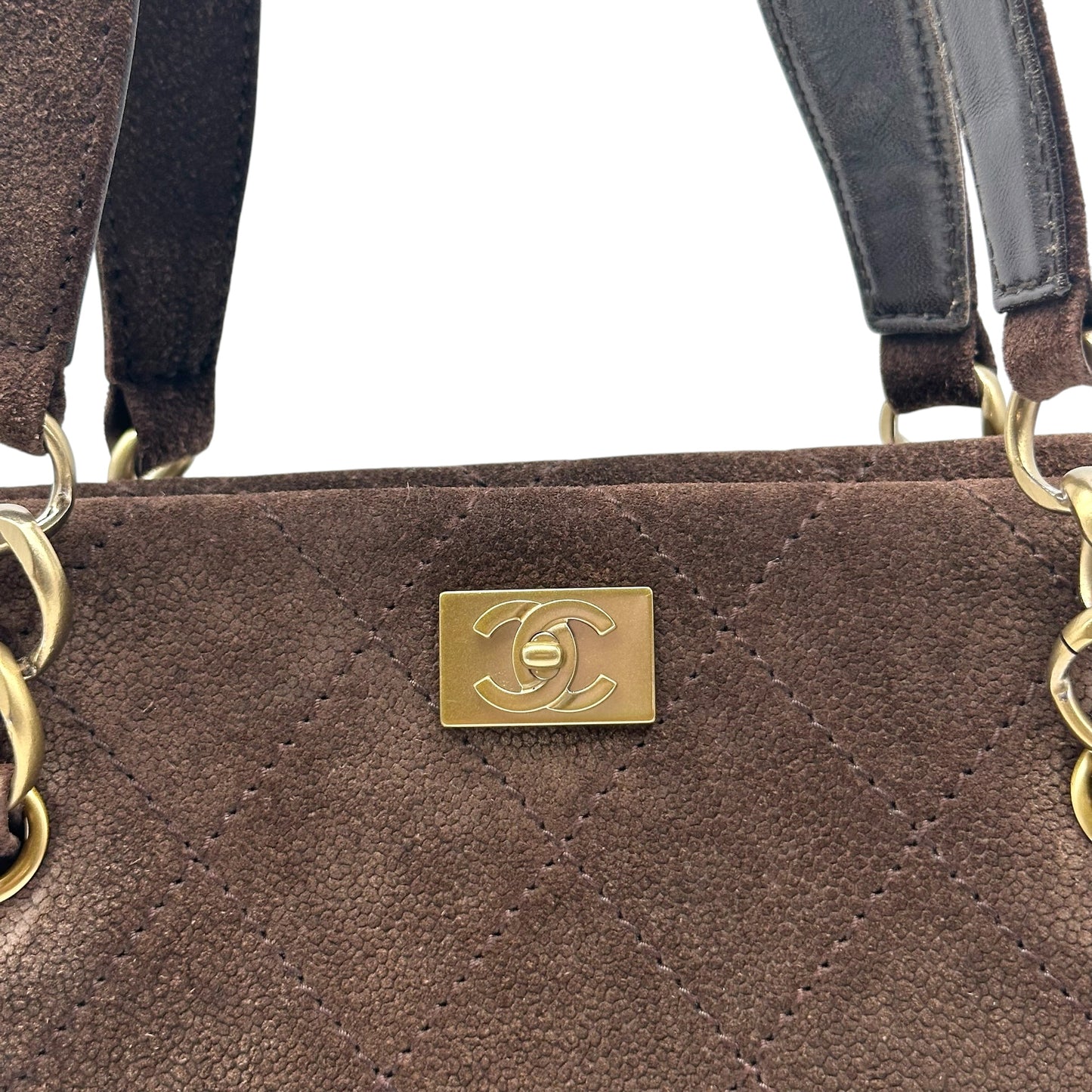 Chanel Brown Suede Matelasse Quilted Rectangle Shoulder Bag 2002-03