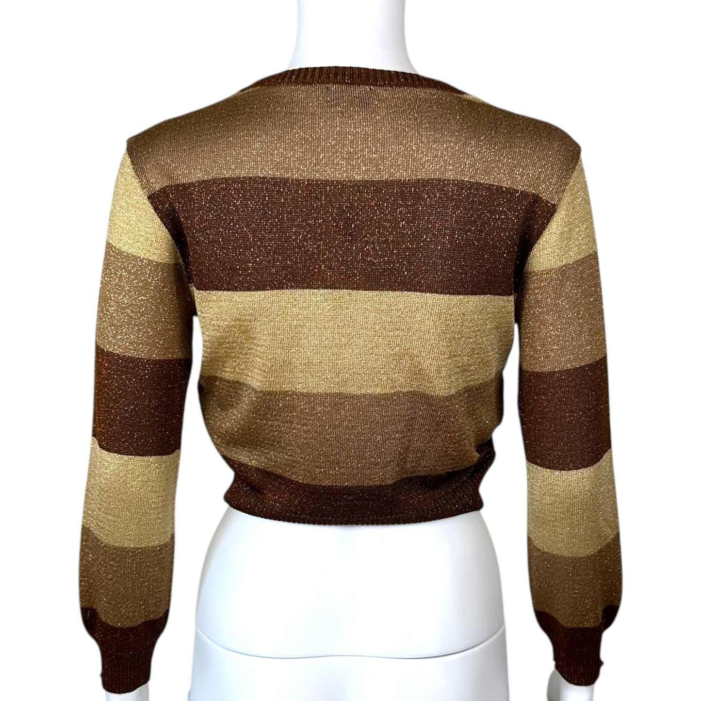 Dolce & Gabbana Brown Striped Lamé Crop Sweater