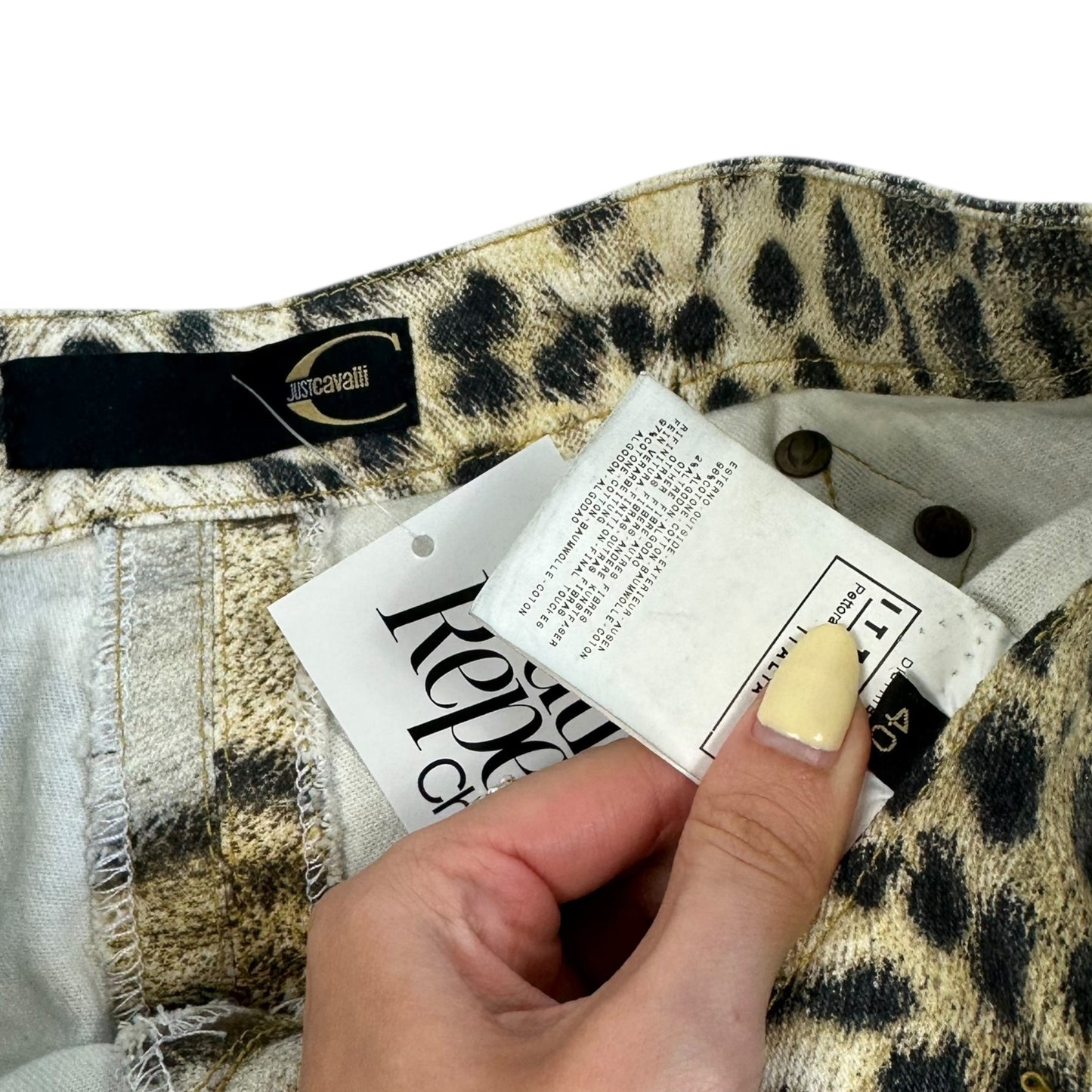 Just Cavalli Roberto Cavalli Animal Print Denim Midi Skirt