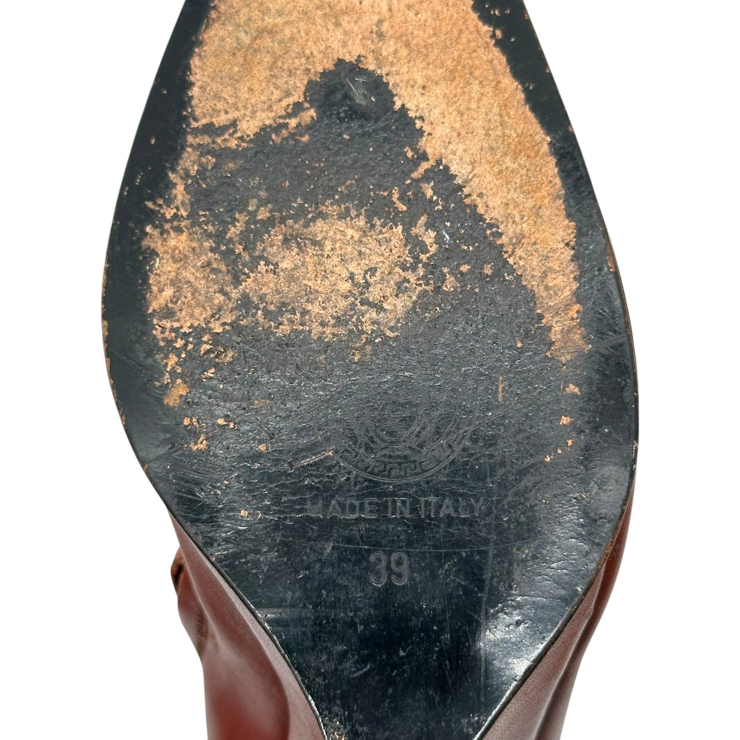 Versace Brown Leather Wedge Heel Booties