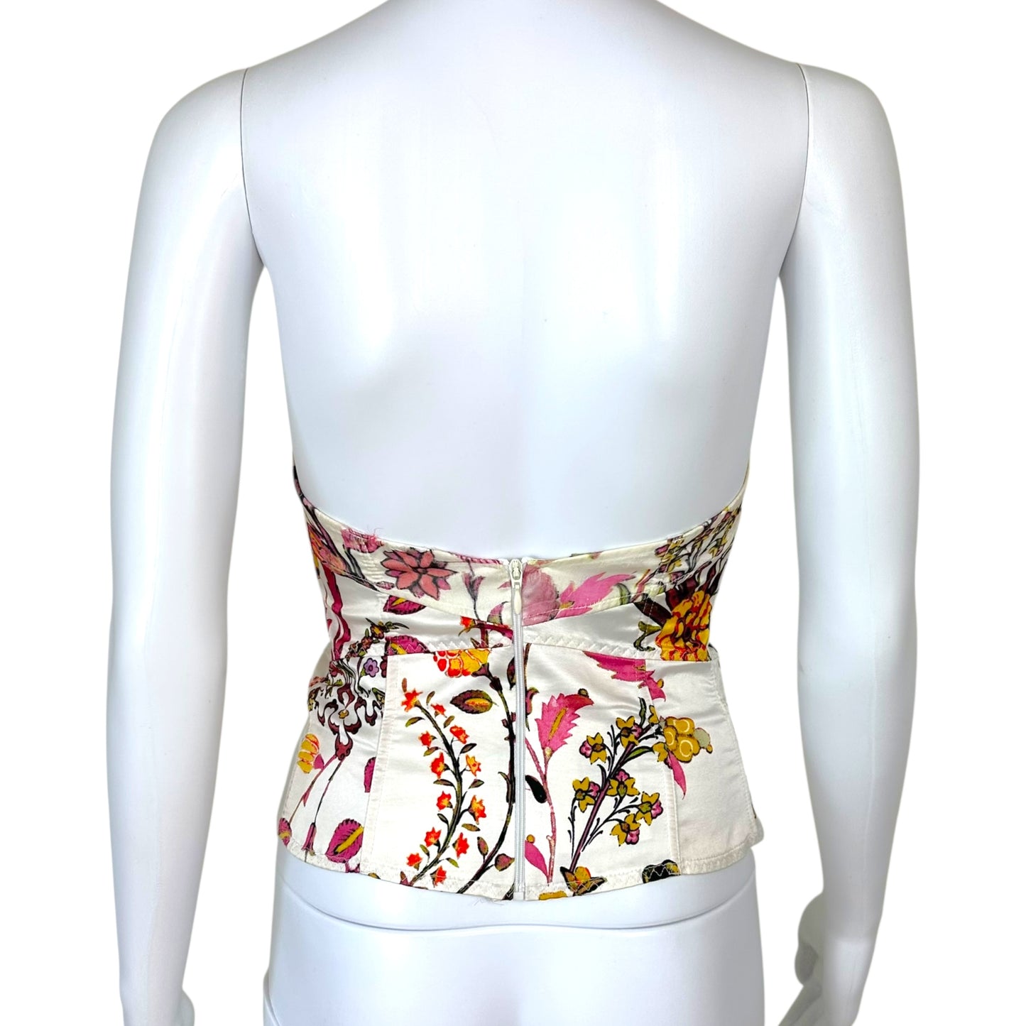 Just Cavalli Roberto Cavalli White Floral Strapless Bustier