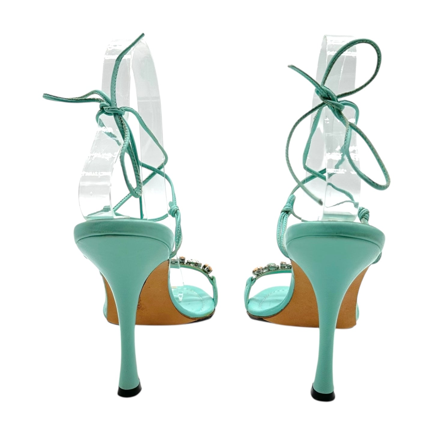 Manolo Blahnik Turquoise Wrap Heels
