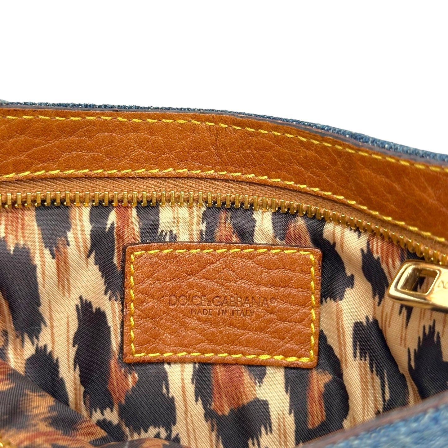 Dolce & Gabbana Distressed Denim & Brown Leather Mini Shoulder Bag