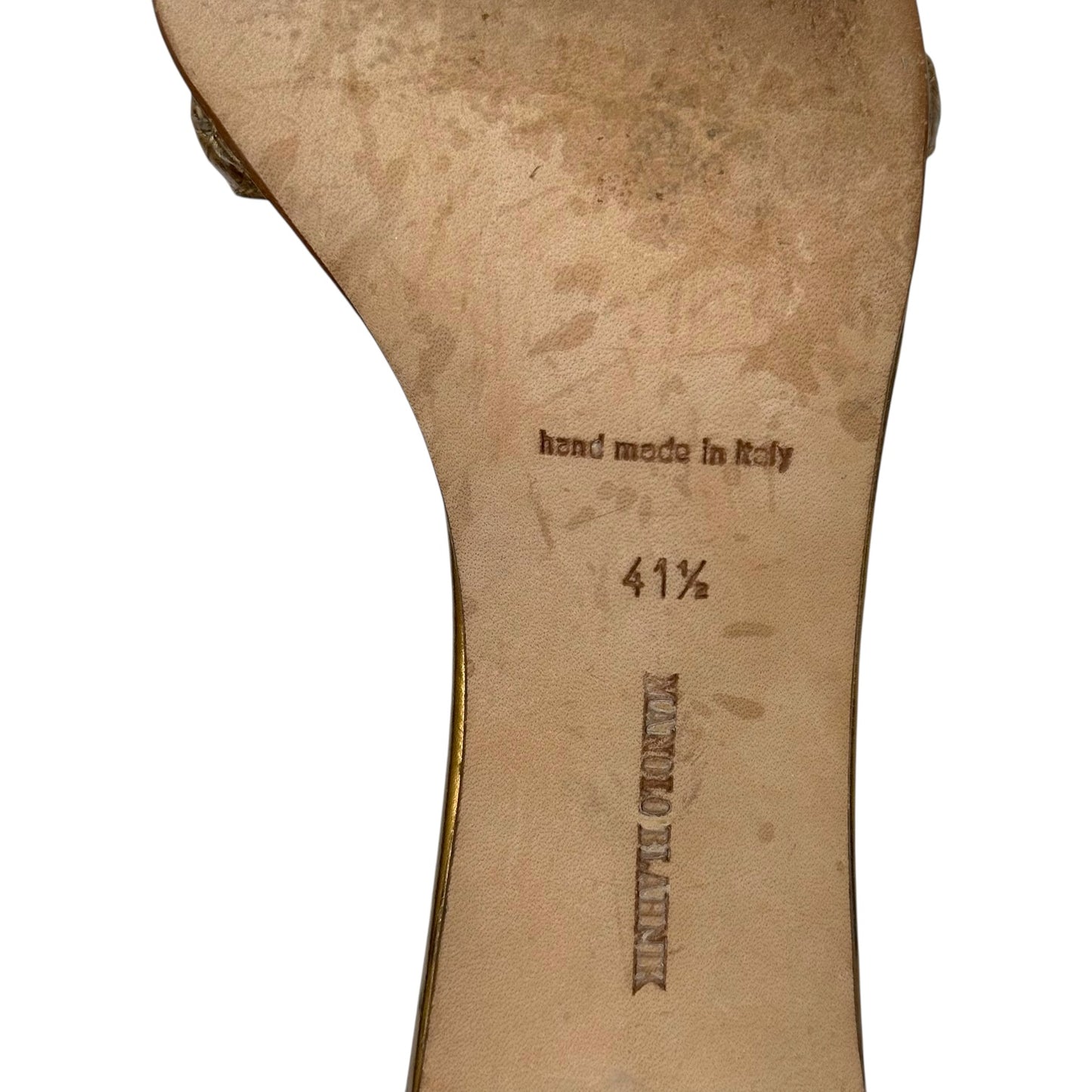 Manolo Blahnik Bronze Snakeskin Heeled Sandals