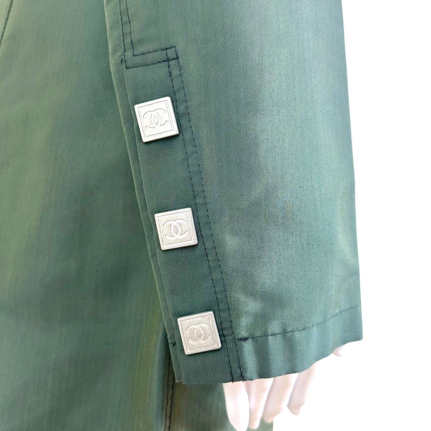Chanel Autumn 2002 Forest Green Nylon Trench Coat
