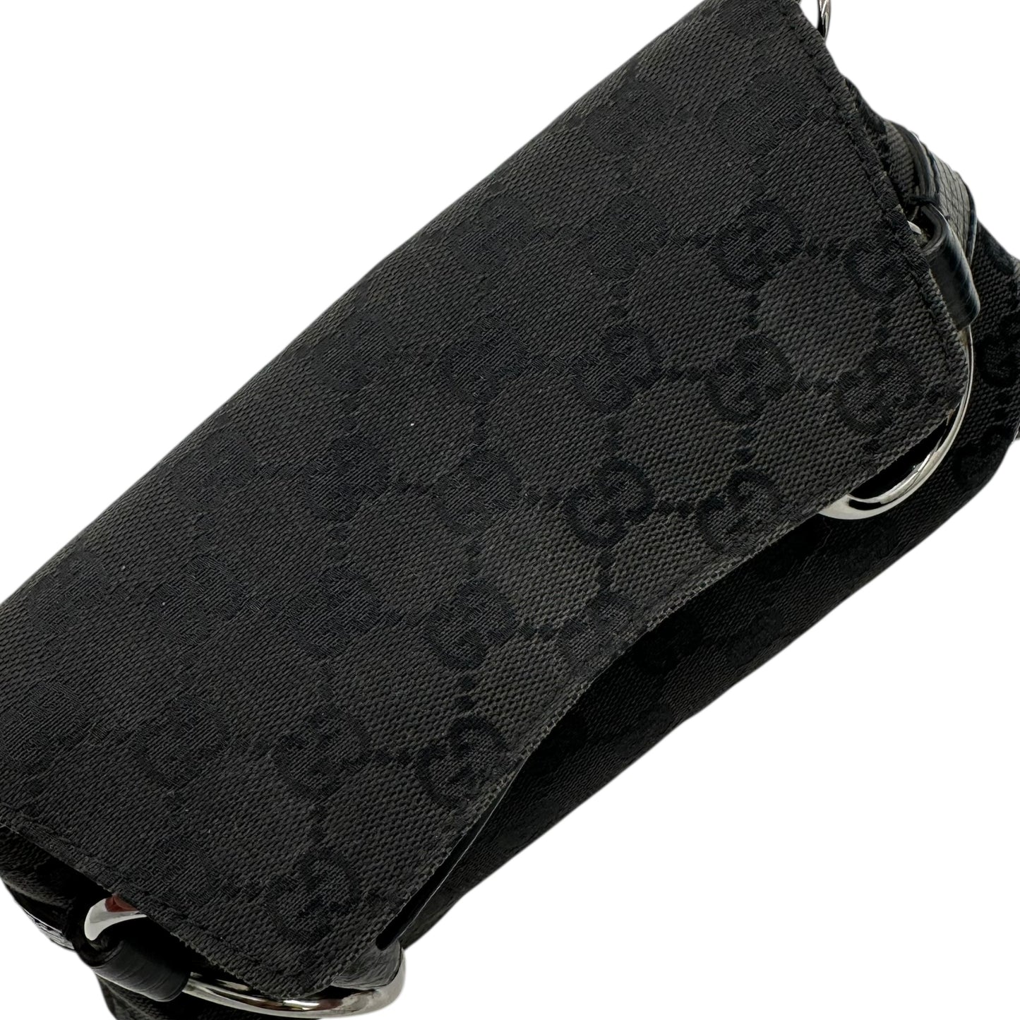 Gucci Black Monogram Horsebit Clutch Bag