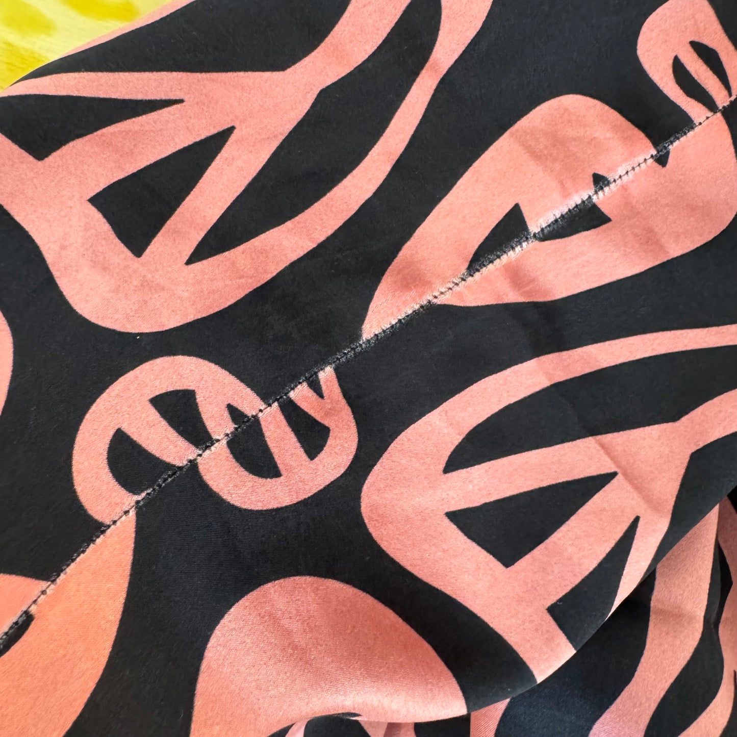 Moschino Silk Mini Dress Pink Black Peace Sign Print