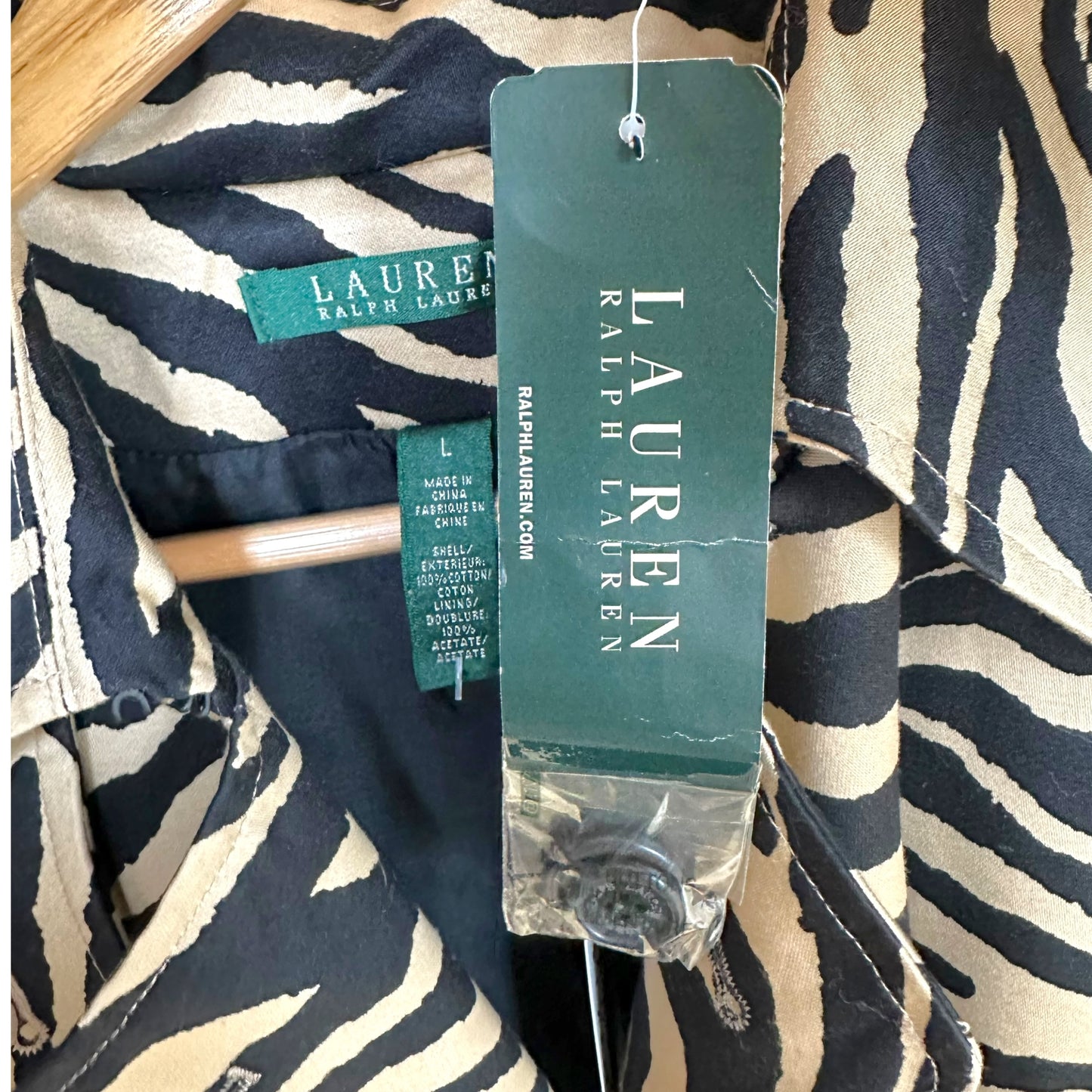 Lauren Ralph Lauren Zebra Print Trench Coat Beige Black