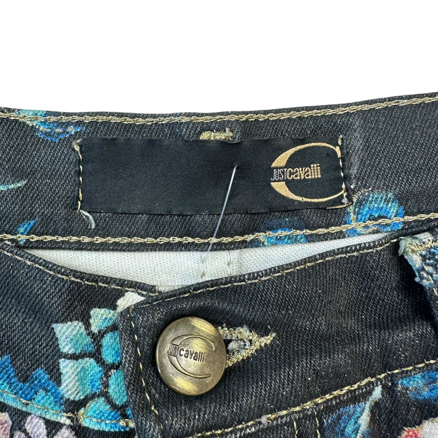 Just Cavalli Roberto Cavalli Black Multicolor Floral Jeans
