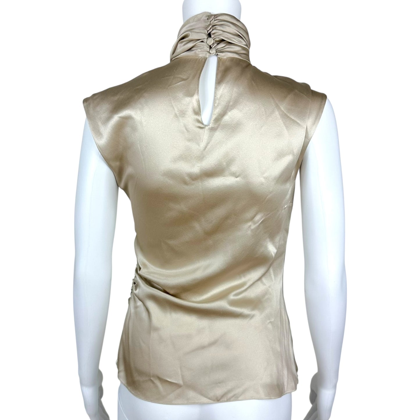 Ralph Lauren Black Label Champagne Silk High Neck Blouse