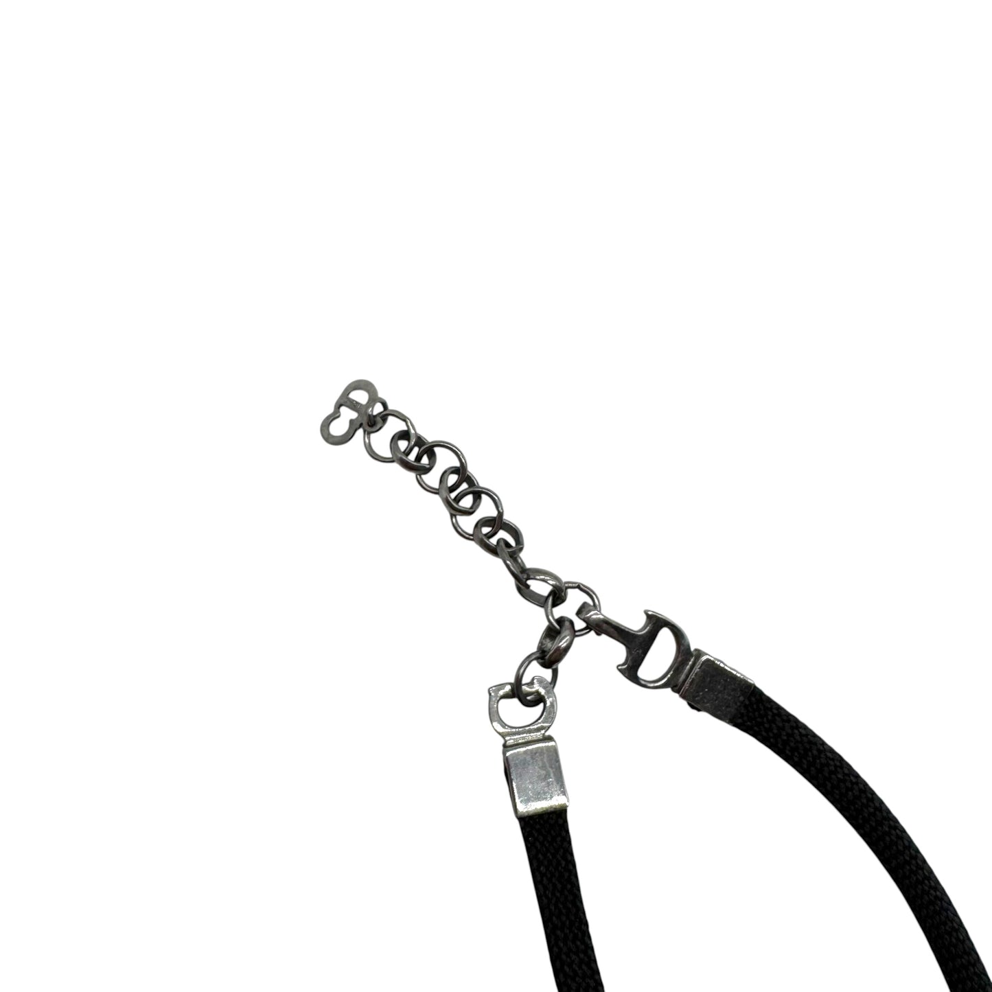 Christian Dior Black CD Logo Charm Bow Choker Necklace