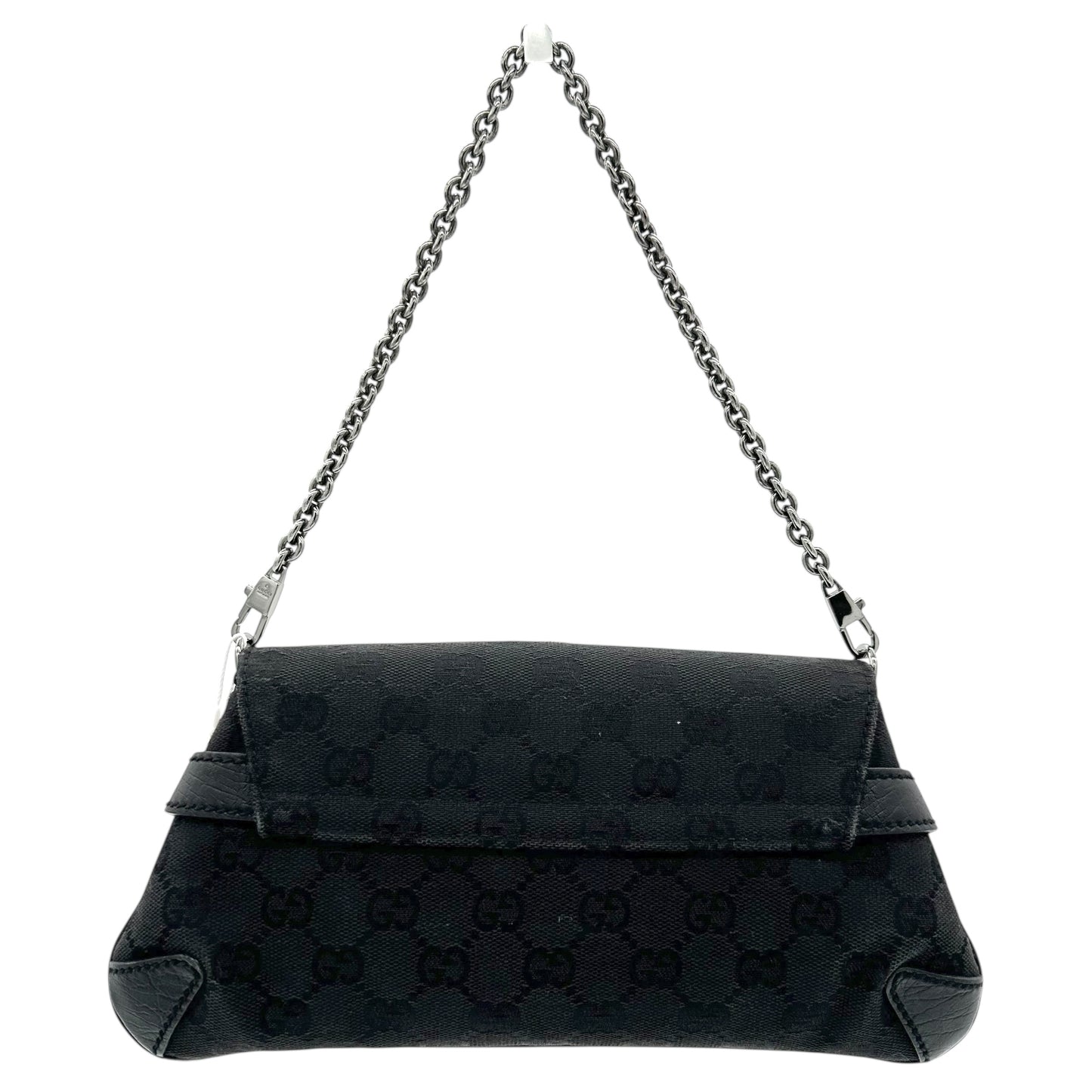 Gucci Black Monogram Horsebit Clutch Bag