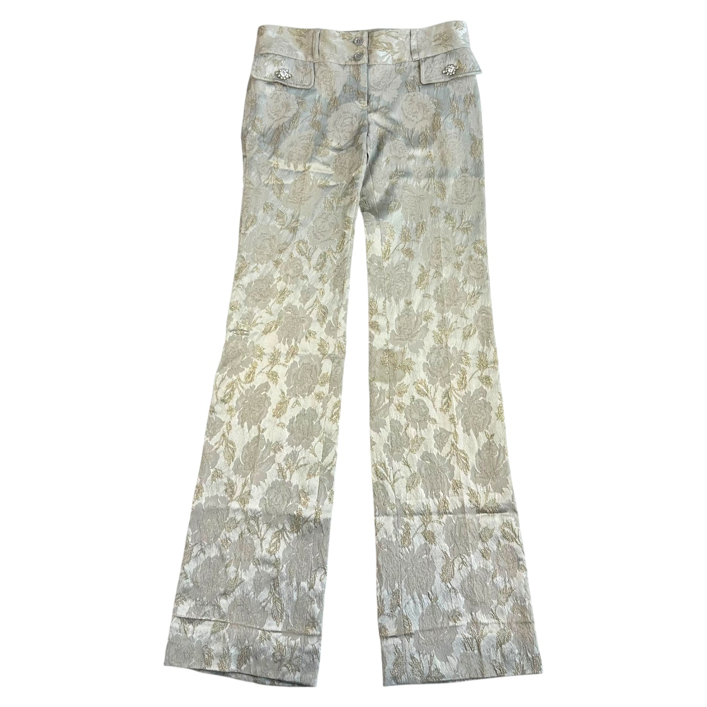 Dolce & Gabbana Silver Damask & Rhinestone Pants