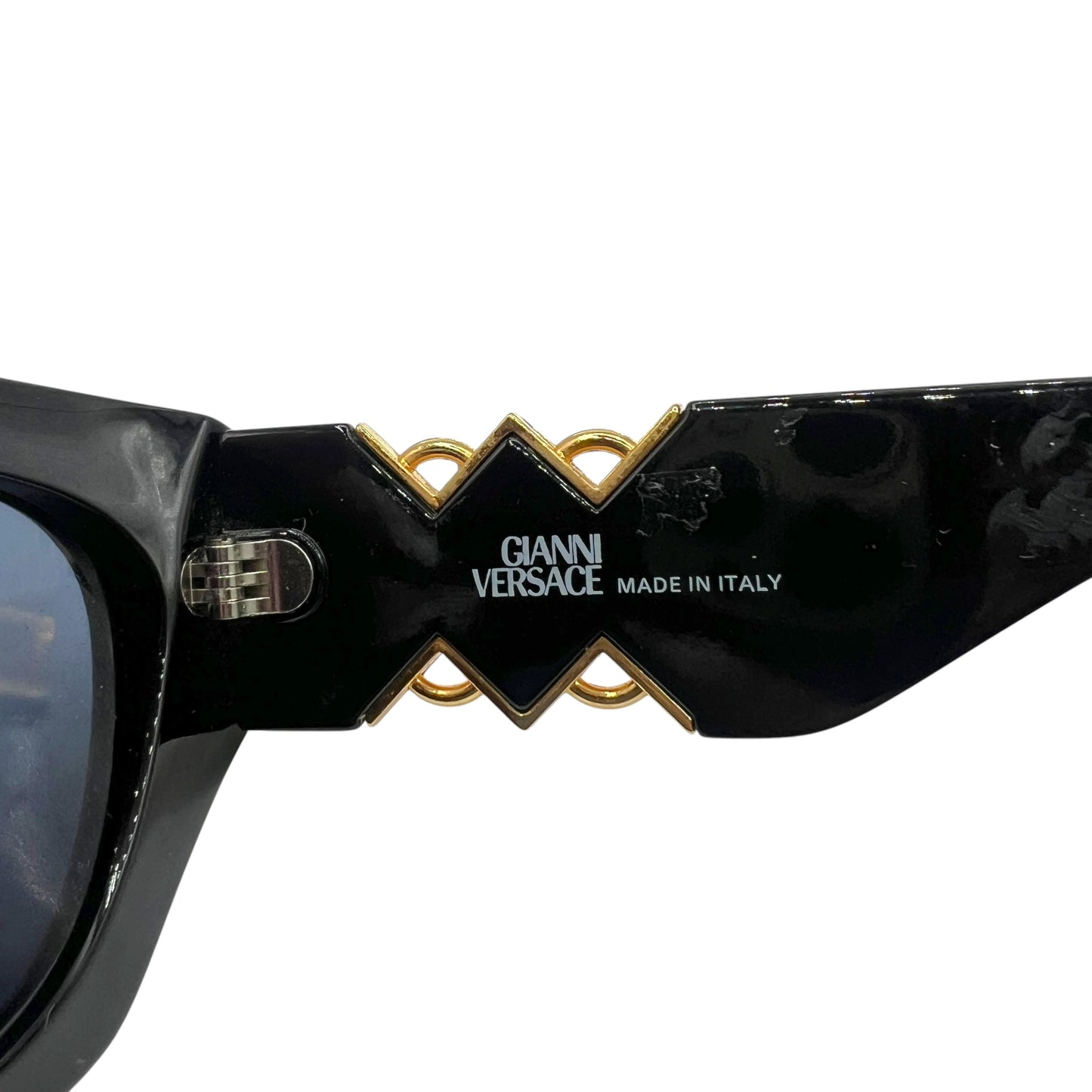 Gianni Versace 420/D Black & Gold Medusa Side Oversized Sunglasses w/ Case