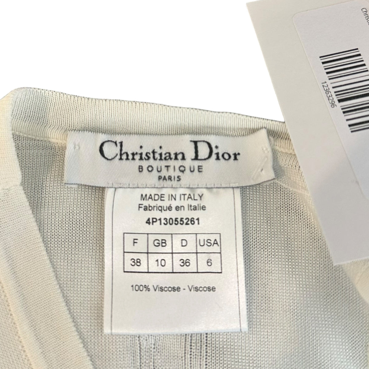 Christian Dior S/S 2004 White Logo Knit Ruched Side Tank