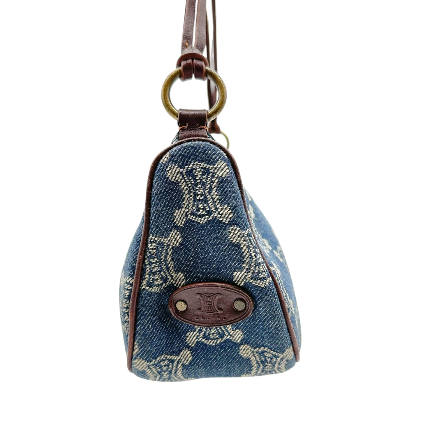 Celine Denim Triomphe Monogram Pochette Shoulder Bag