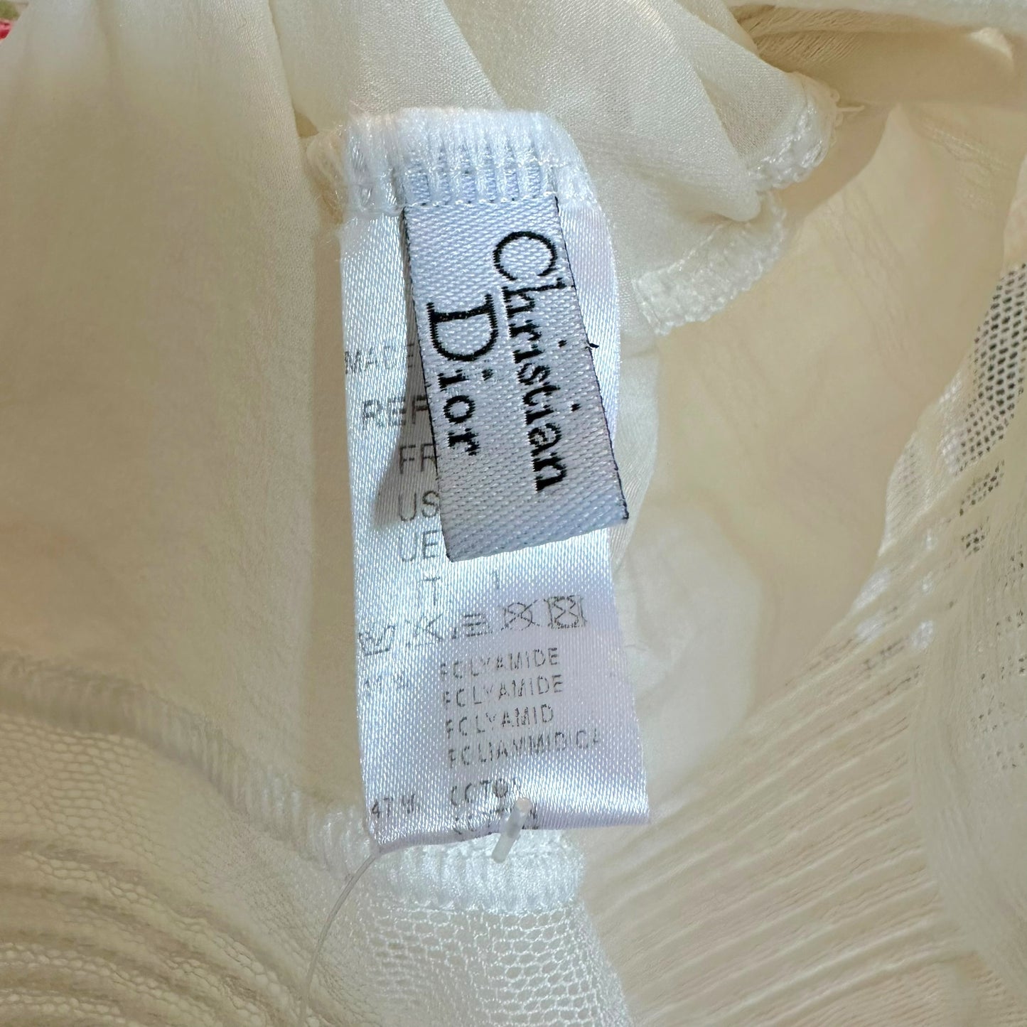 Christian Dior Ivory Semi-Sheer Silk Blend Pointelle Cami