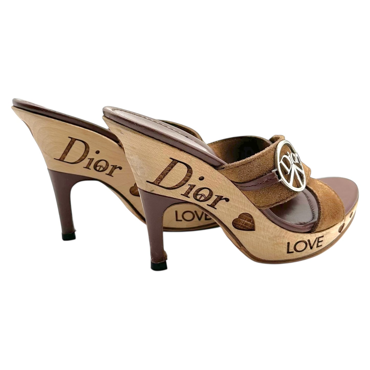 Christian Dior Peace Wooden Platform Heels