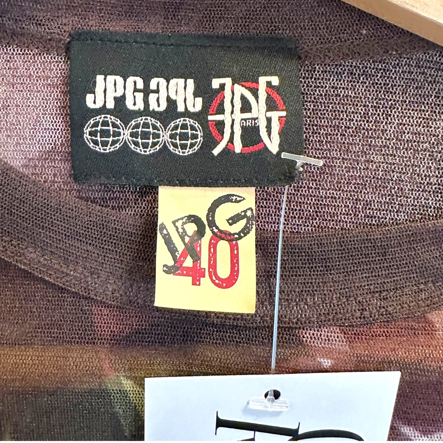 Jean Paul Gaultier Shoe Print Rhinestone & Chain Mesh Longsleeve Top