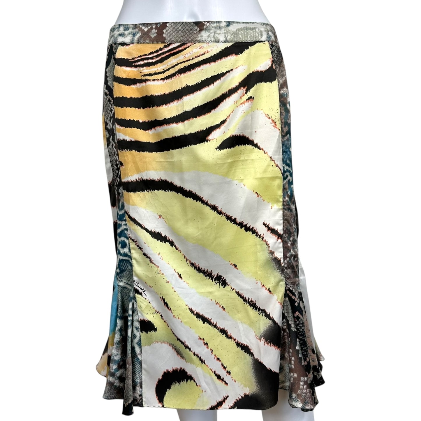 Just Cavalli Roberto Cavalli Multicolor Animal Print Silk Midi Skirt