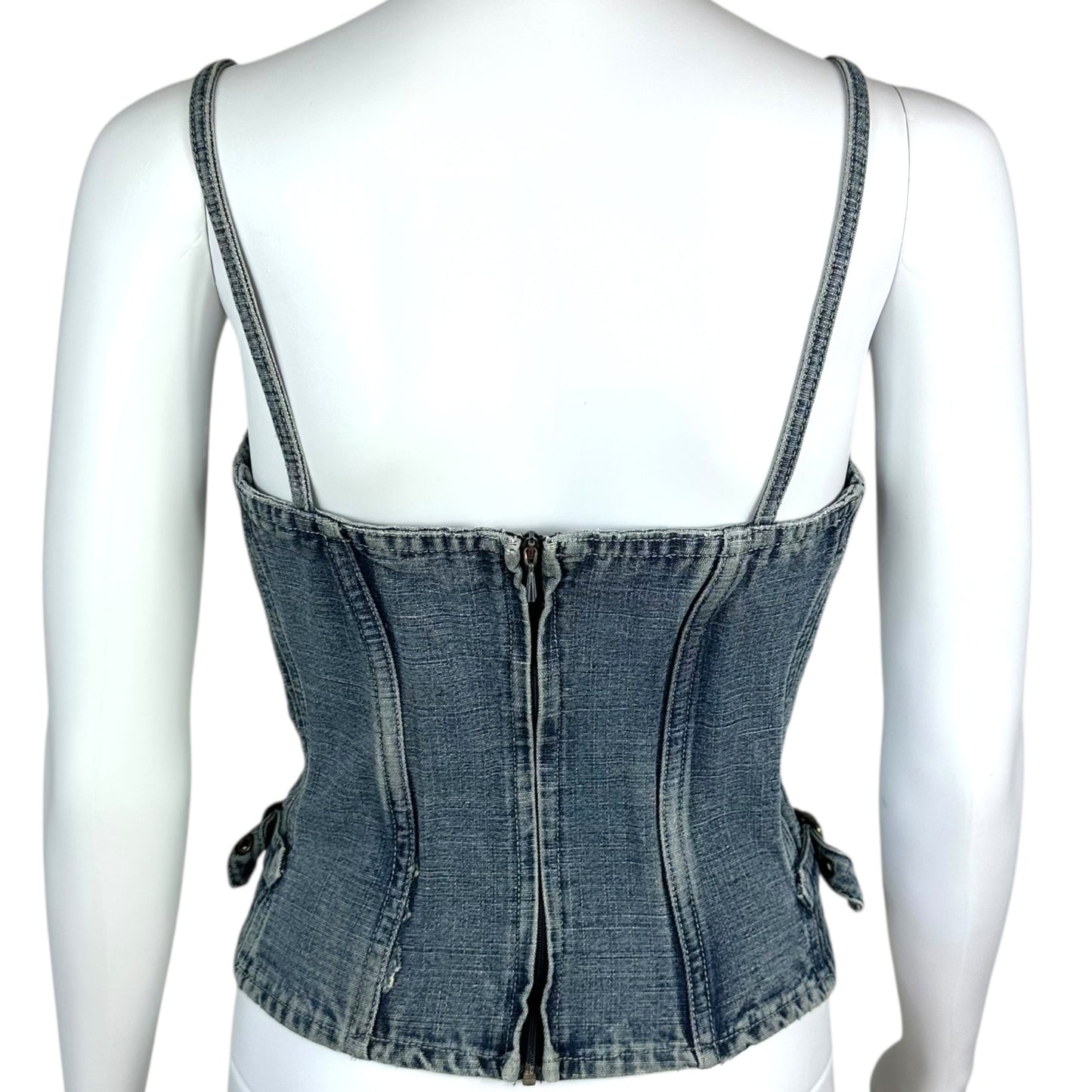 D&G Dolce & Gabbana Denim Lace Up Bustier Top
