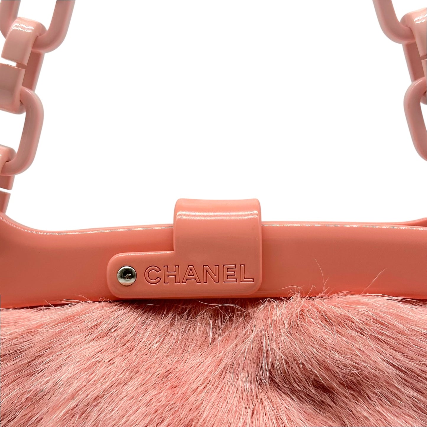 Chanel No.5 Pink Fur & Resin Chain Strap Frame Shoulder Bag 2005-06