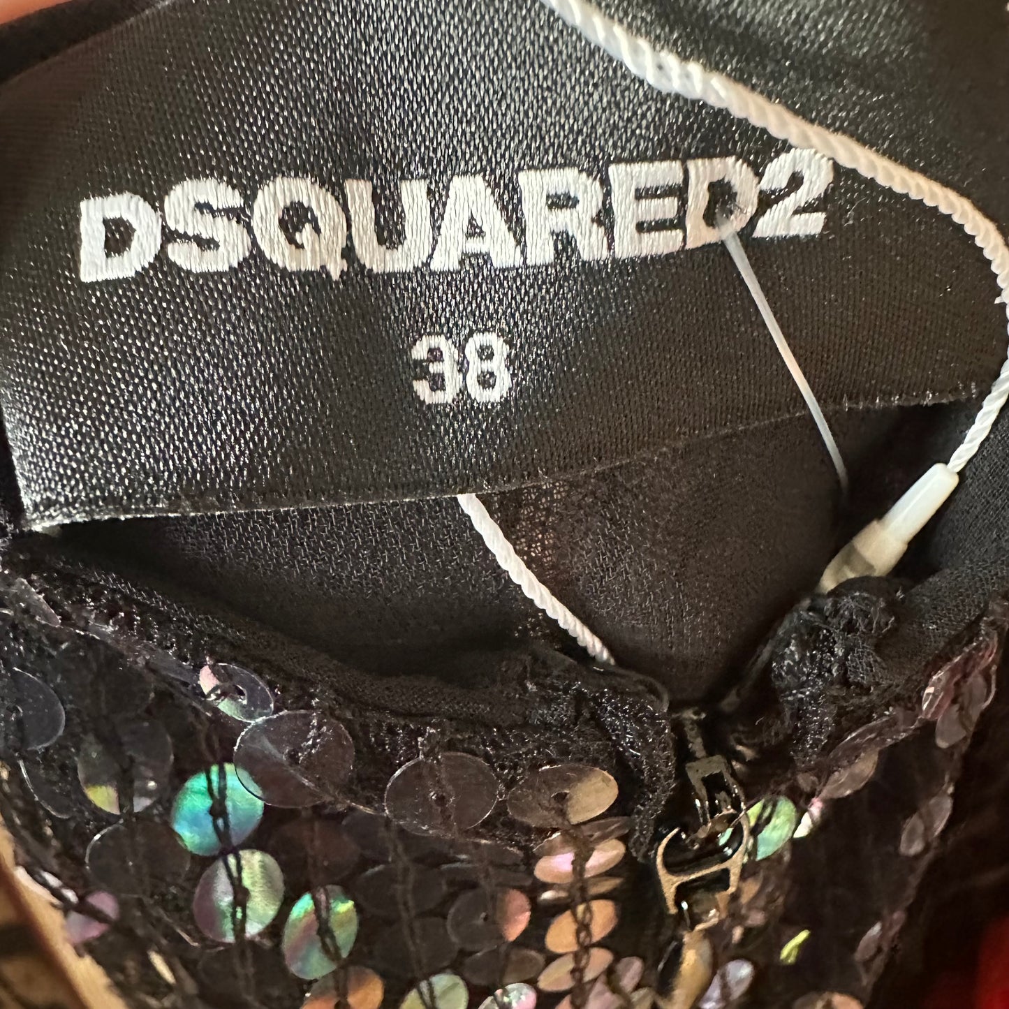 Dsquared2 Silver Sequin Crystal Mini Dress Spaghetti Straps