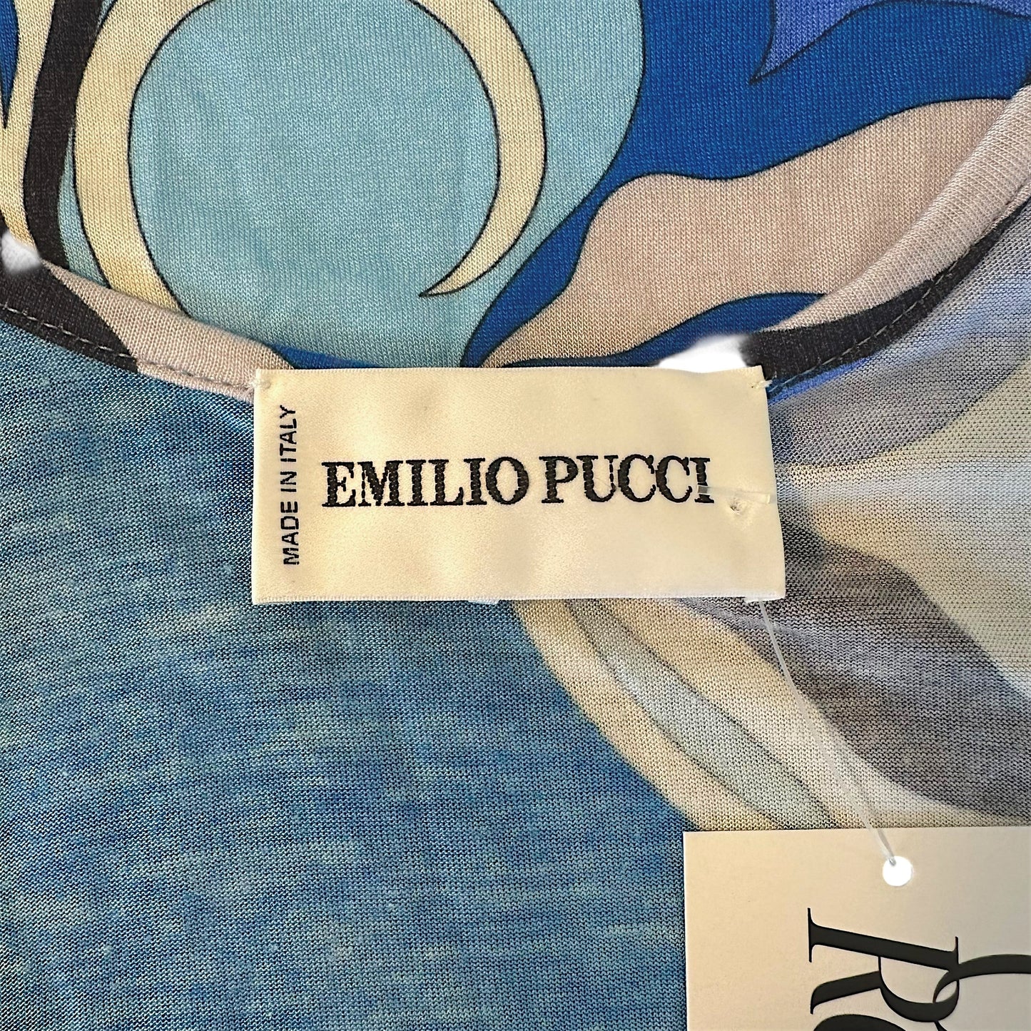 Emilio Pucci Blue Printed Rhinestone Strap Tank Top