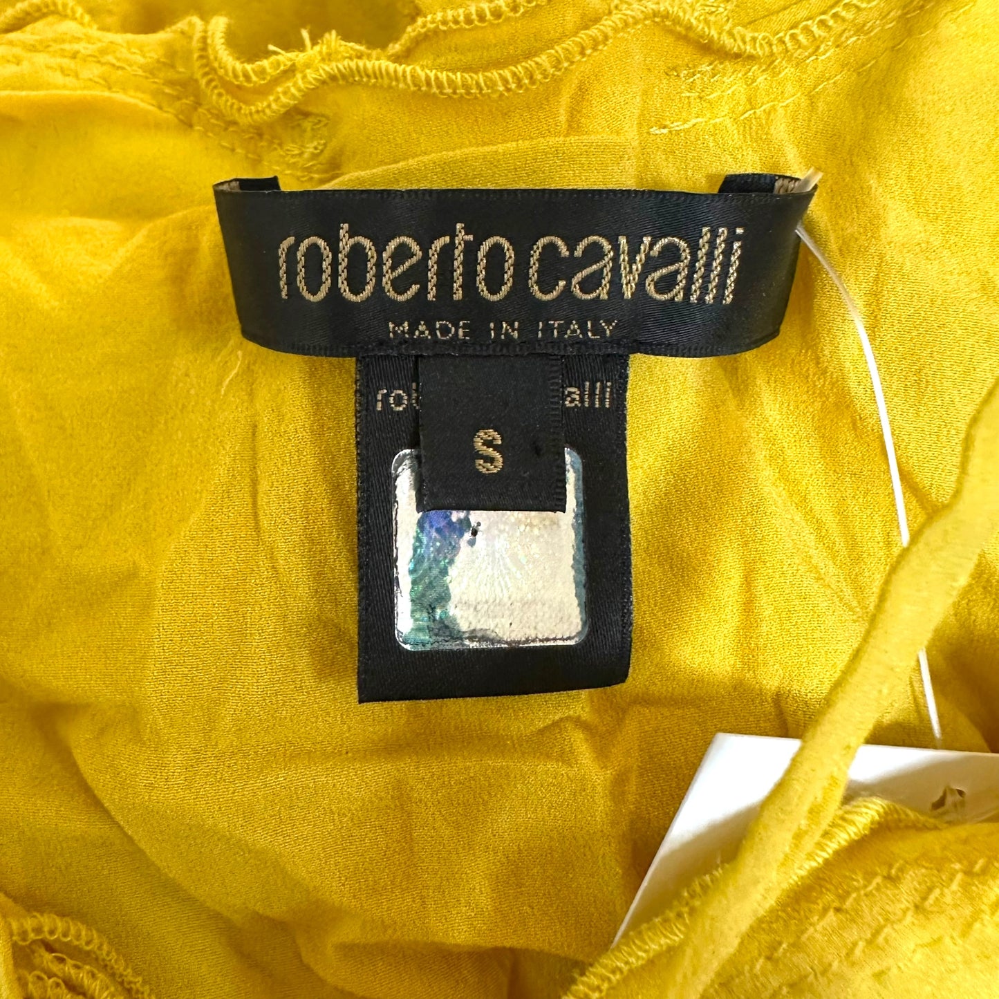 Roberto Cavalli S/S 2003 Yellow Silk Lace Up Halter Tank